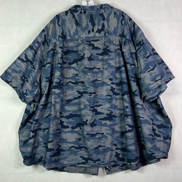 True Nation Blue Camo Sport Button up Short Sleeve Shirt 7XL Plus - Picture 7 of 9